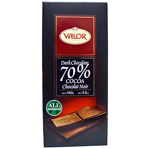 Valor, Темный шоколад, 70% какао, 3.5 унции (100 г)