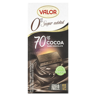 Valor, 0% 添加糖，70% 可可黑巧克力，3.5 盎司（100 克）