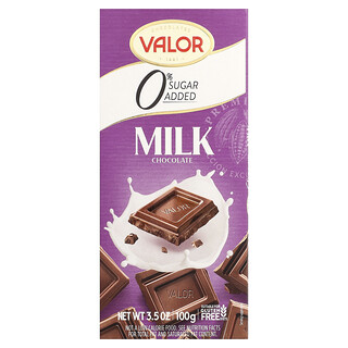 Valor, молочный шоколад, 0% добавленного сахара, 100 г (3,5 унции)