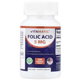 Vitamatic, Ácido fólico, 120 comprimidos vegetales (8333 mcg por comprimido)