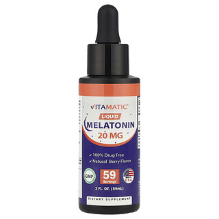 Vitamatic, Liquid Melatonin, Natural Berry, 20 mg, 2 fl oz (59 ml)