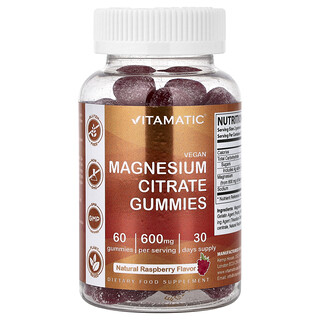 Vitamatic, ვეგანური მანგანის ციტრატის საღეჭი კანფეტები, ბუნებრივი მარწყვის არომატით, საღეჭი კანფეტების რაოდენობა - 60