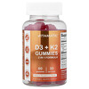 Gomitas con vitamina D3 y vitamina K2, Frambuesa natural, 60 gomitas