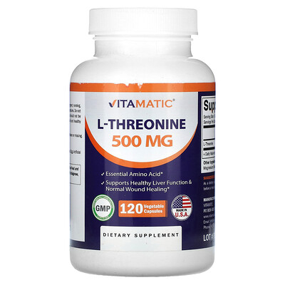 Vitamatic  L-Threonine  500 mg   120 Vegetable Capsules