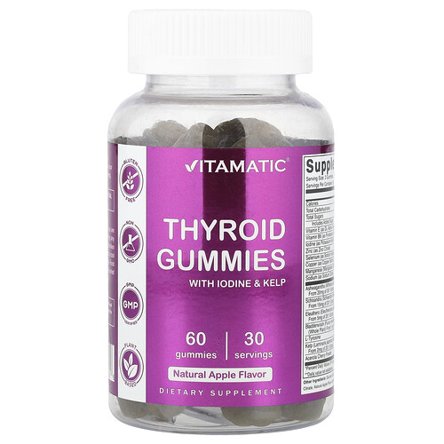 Vitamatic Thyroid Gummies With Iodine & Kelp, Apple, 60 Gummies