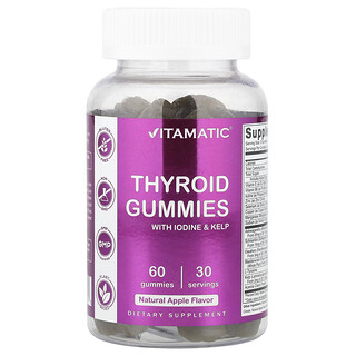 Vitamatic, Gomitas para la tiroides con yodo y kelp, Manzana, 60 gomitas