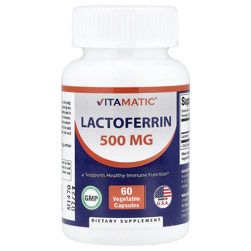 Vitamatic Lactoferrin, 500 mg, 60 Vegetable Capsules
