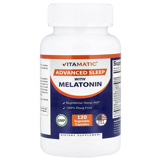 Vitamatic, Sonno avanzato con melatonina, 120 capsule vegetali