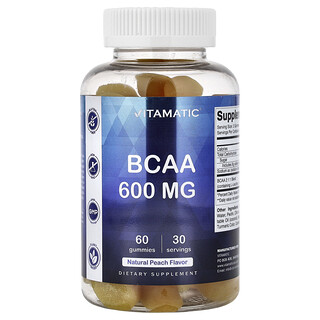 Vitamatic, BCAA gumeni bomboni, prirodna breskva, 60 gumenih bombona (300 mg po gumenom bombonu)