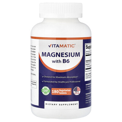 Product Image for Vitamatic, Magnesium with B6, 180 Vegetarian Tablets