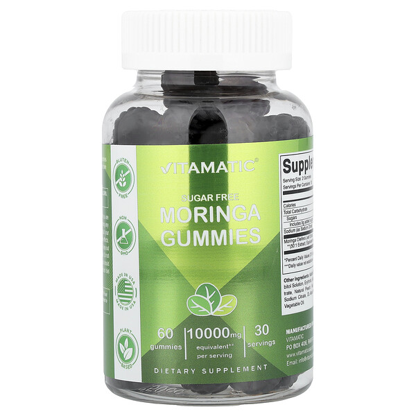 Vitamatic Moringa Gummies, Sugar Free, 60 Gummies (5,000 mg per Gummy)