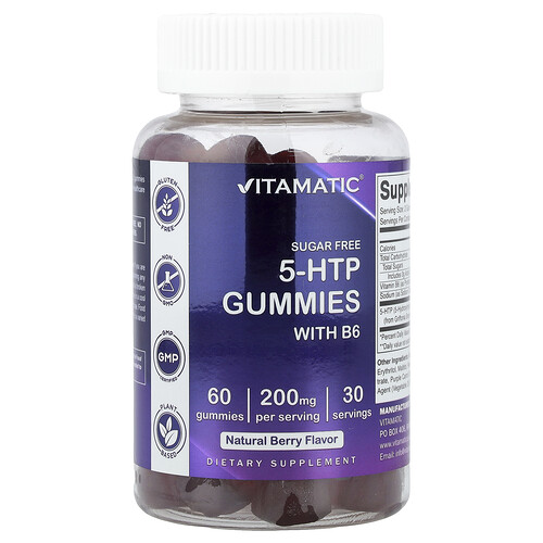 Vitamatic 5-HTP Gummies with B6, Natural Berry, 60 Gummies