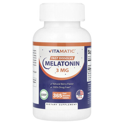 Vitamatic Melatonin Natural Berry 3 mg 365 Fast Dissolve Tablets