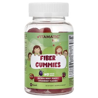 Product Image for Vitamatic, Kids, Fiber Gummies, Natural Berry, Peach & Strawberry, 60 Gummies