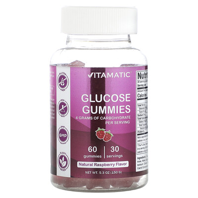 Vitamatic  Glucose Gummies  Natural Raspberry  60 Gummies
