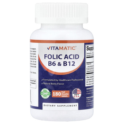 Vitamatic Folic Acid B6  B12 Natural Berry 180 Fast Dissolve Tablets