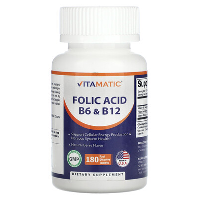 Vitamatic  Folic Acid B6 & B12  Natural Berry  180 Fast Dissolve Tablets
