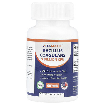 Product Image for Vitamatic, Bacillus Coagulans, 5 Billion CFU, 60 Vegetable Capsules