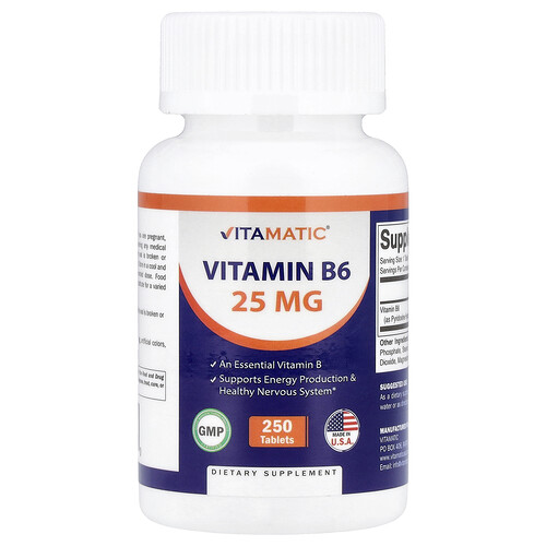 Vitamatic Vitamin B6, 25 mg, 250 Tablets