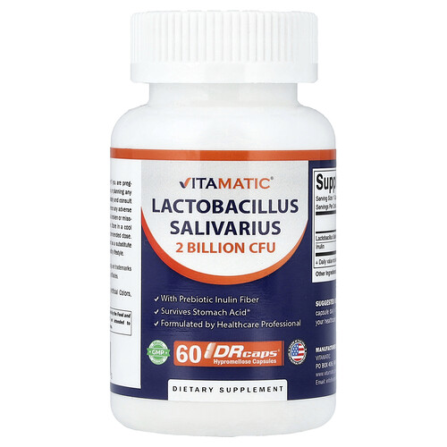 Vitamatic, Lactobacillus Salivarius mit präbiotischen Inulin-Ballaststoffen, 60 DRCaps®