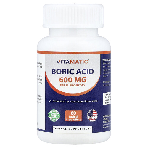 Vitamatic, Ácido bórico, 600 mg, 60 ovulos vaginales
