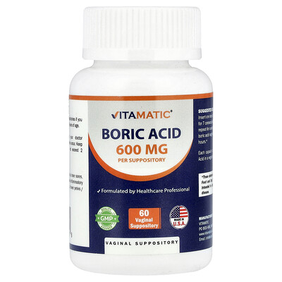Vitamatic, Ácido bórico, 600 mg, 60 ovulos vaginales