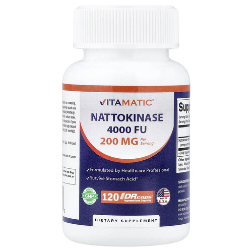 Vitamatic Nattokinase, 120 DRcaps® (100 mg per Capsule)