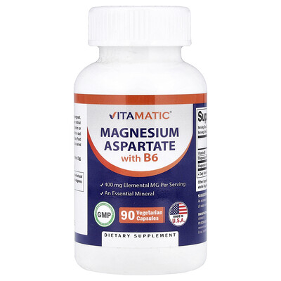Product Image for Vitamatic, Magnesium Aspartate with B6, 90 Vegetarian Capsules