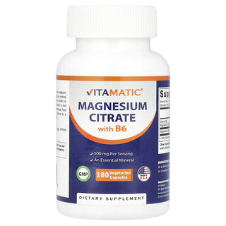 Vitamatic, Citrat de magneziu cu B6, 180 capsule vegetariene