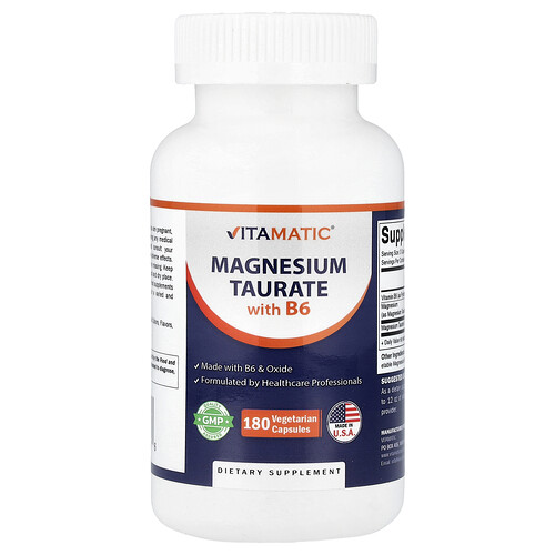 Vitamatic, Magnesiumtaurat mit B6, 180 pflanzliche Kapseln