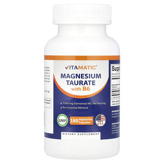 Vitamatic, taurat de magneziu cu vitamina B6, 180 de capsule vegetale