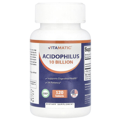 Vitamatic Acidophilus, 10 Billion CFU, 120 Tablets