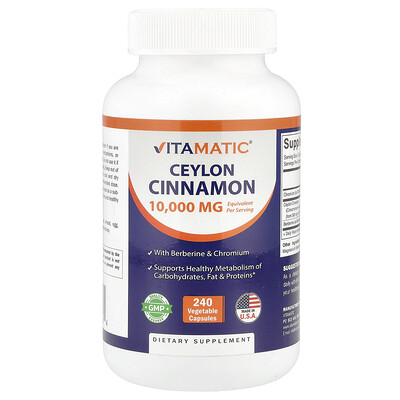 Vitamatic Ceylon Cinnamon 240 Vegetable Capsules