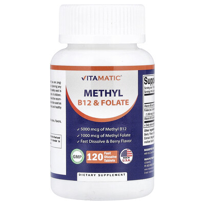 Product Image for Vitamatic, Methyl B12 & Folate, Berry, 120 Fast Dissolve Tablets