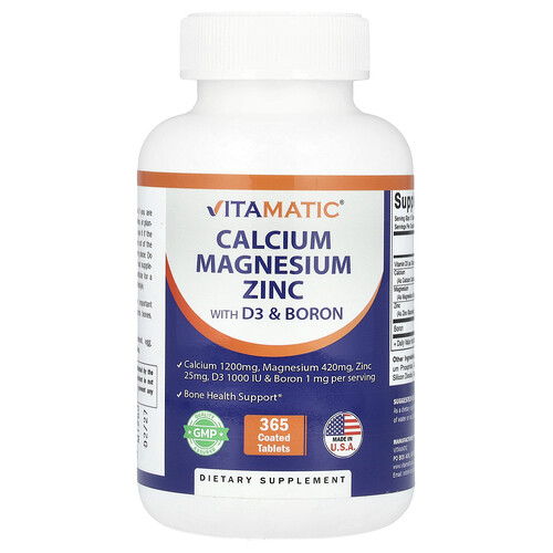 Vitamatic Calcium, Magnesium, Zinc With D3 & Boron, 365 Coated Tablets
