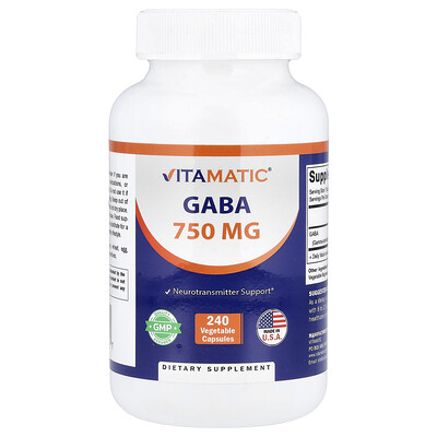 Product Image for Vitamatic, Gaba, 750 mg, 240 Vegetable Capsules