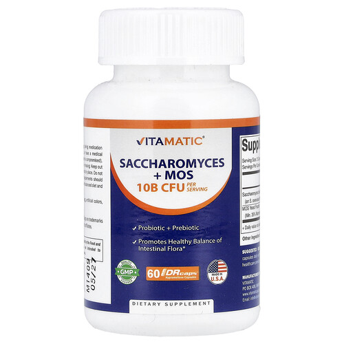 Vitamatic Saccharomyces + MOS, 60 DRcaps® Hypromellose Capsules