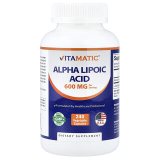 Vitamatic, альфа-липоевая кислота, 240 растительных капсул (300 мг в 1 капсуле)