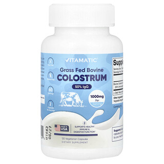 Vitamatic, Colostro Bovino de Gado Criado no Pasto, 120 Cápsulas Vegetarianas (500 mg por Cápsula)