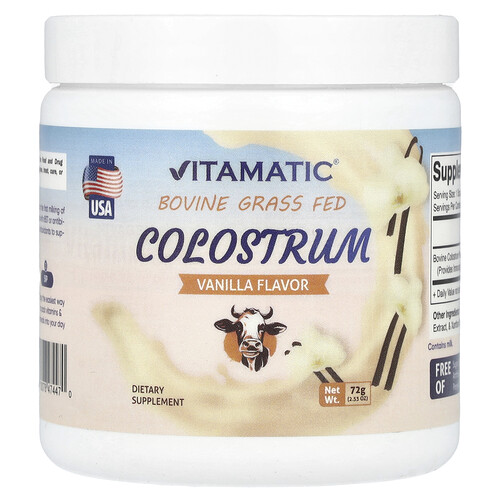 Vitamatic Vitamatic, Bovine Grass Fed Colostrum, Vanilla, 2.53 oz (72 g)