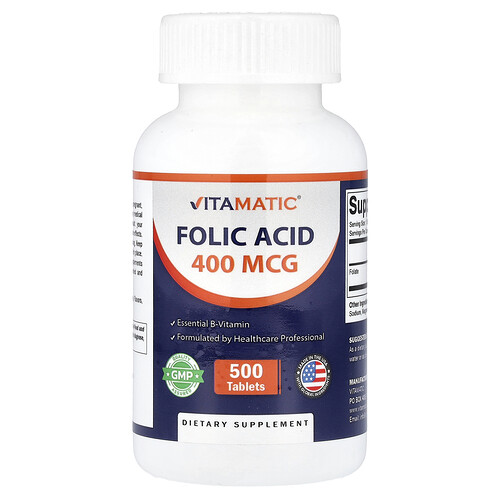 Vitamatic, Folic Acid, 400 mcg, 500 Tablets