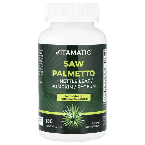iHerb UK - Vitamatic , Saw Palmetto + Nettle Leaf/Pumpkin/Pygeum, 180 Veg Capsules