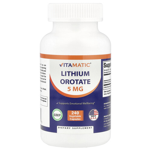 Vitamatic Lithium Orotate, 5 mg, 240 Vegetable Capsules
