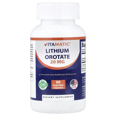 Product Image for Vitamatic, Lithium Orotate, 20 mg, 90 Vegetable Capsules