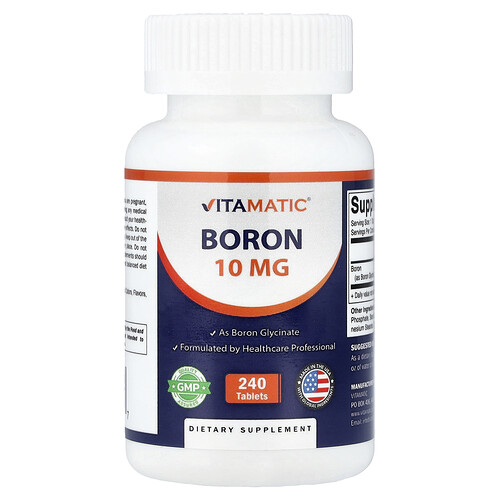 Vitamatic, Boron Glycinate, Borglycinat, 10 mg, 240 Tabletten
