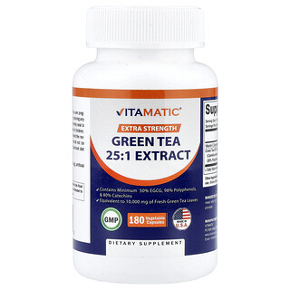 Vitamatic, 綠茶提取物 25:1 提取物，180 粒素食膠囊