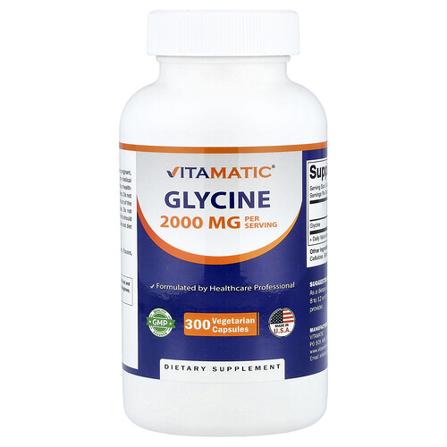 Vitamatic, Glicina, 300 cápsulas vegetales (666 mg por cápsula)