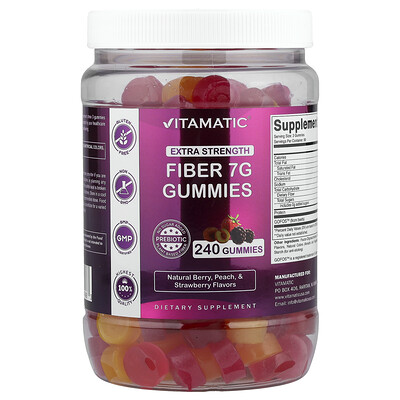 Product Image for Vitamatic, Fiber Gummies, Natural Berry, Peach & Strawberry, 240 Gummies