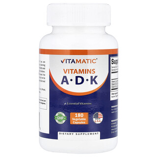Vitamatic, Vitamins A, D, K, 180 Vegetable Capsules