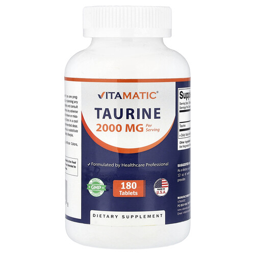 Vitamatic, Taurina, 180 comprimidos (1000 mg por comprimido)